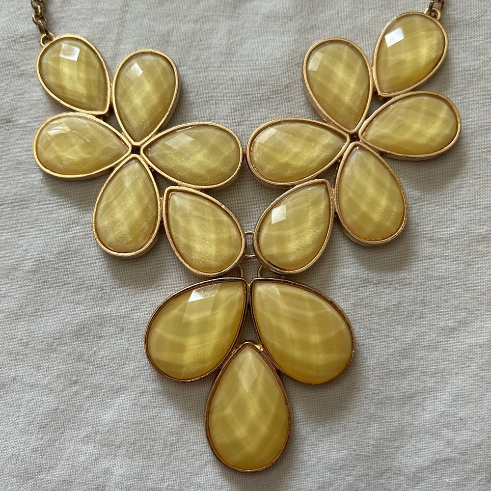Yellow and gold bib floral necklace